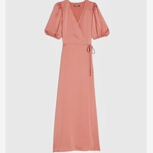 Express Satin Puff Sleeve Belted
Wrap Maxi Dress NWT